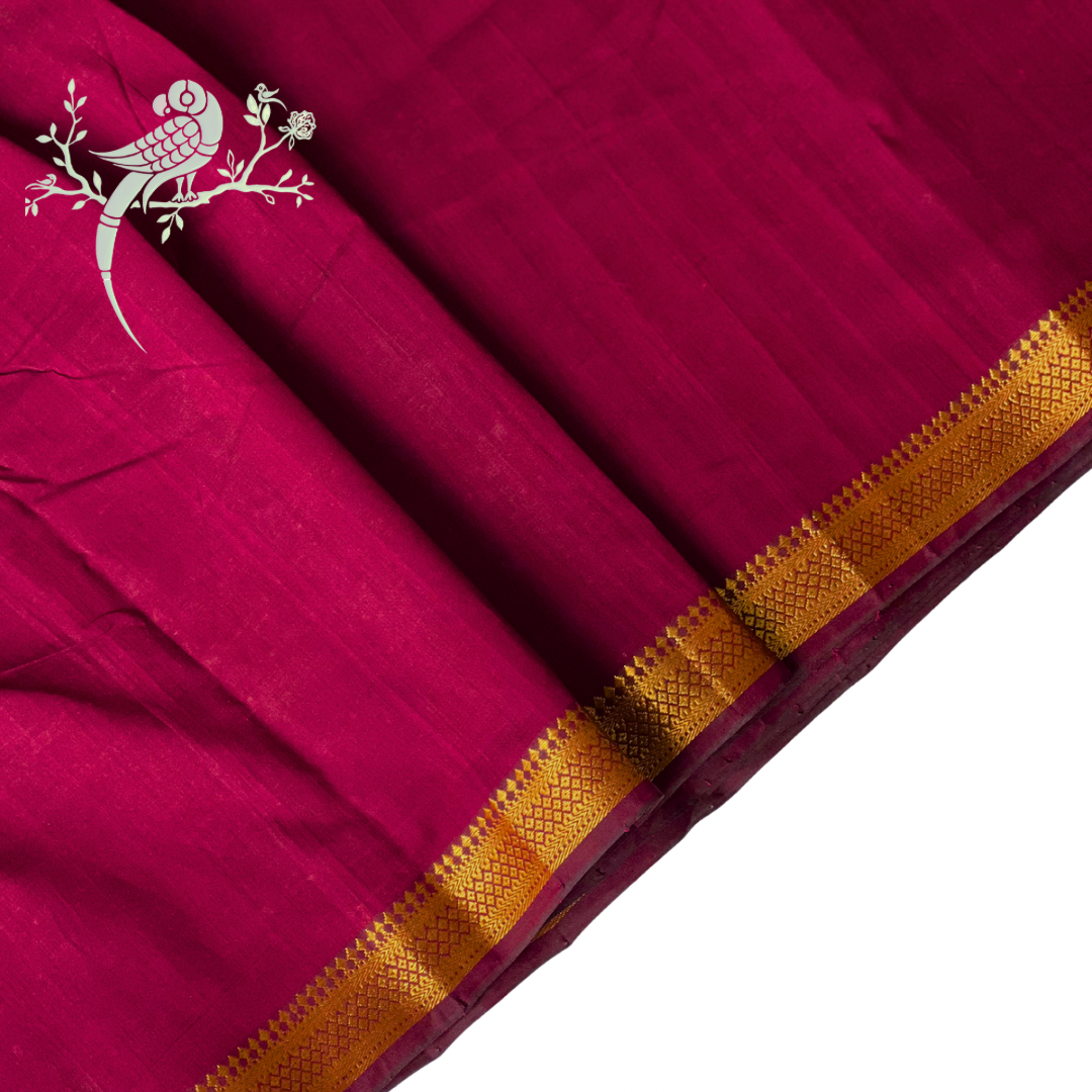 Ruby Red Mangalgiri Cotton Fabric with Nizam Border by Asvi Atelier