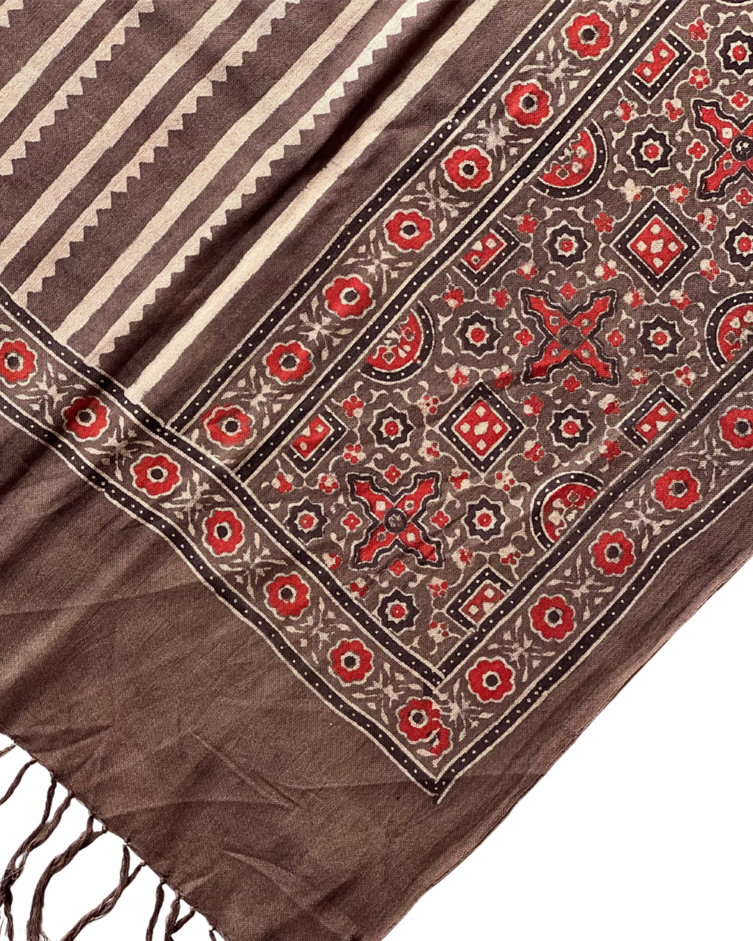 Nadi Naturally Dyed Ajrakh Cotton Dupatta - HOAN
