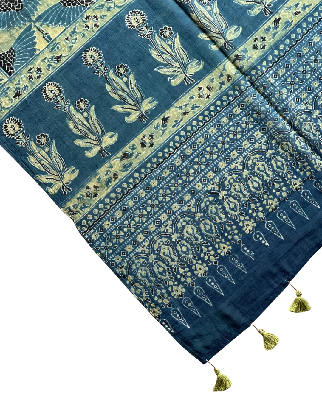 The Indigo Crane Naturally Dyed Ajrakh Cotton Mul Stole
