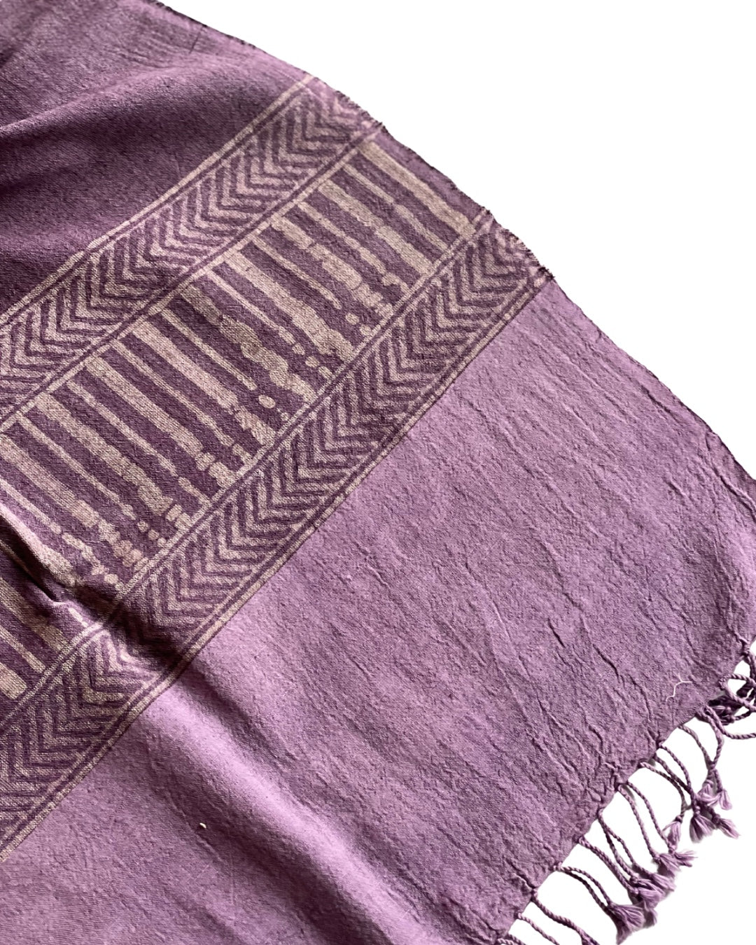 Leslie Lavender Naturally Dyed Batik Kala Cotton Stole - HOAN