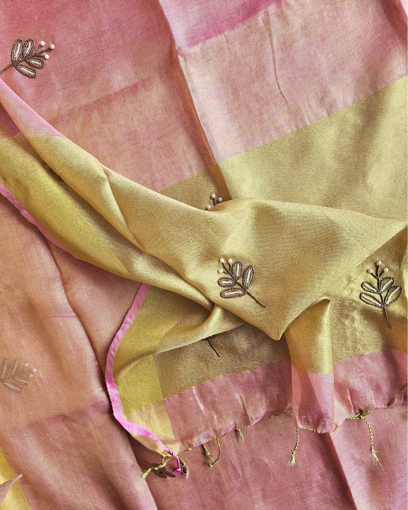 Silsila Linen Saree - Embroidered - House of Amayra