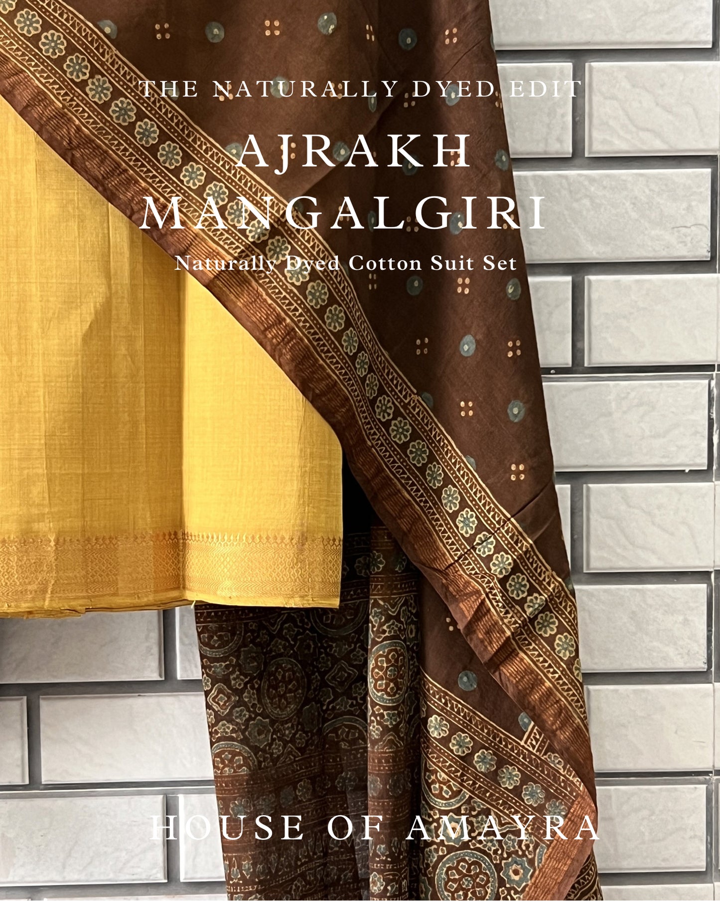 Pihu Naturally Dyed Ajrakh Mangalgiri Cotton Set - HOAN