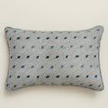 The Blue Geo 100% Linen Cushion Cover - 12X18 inch