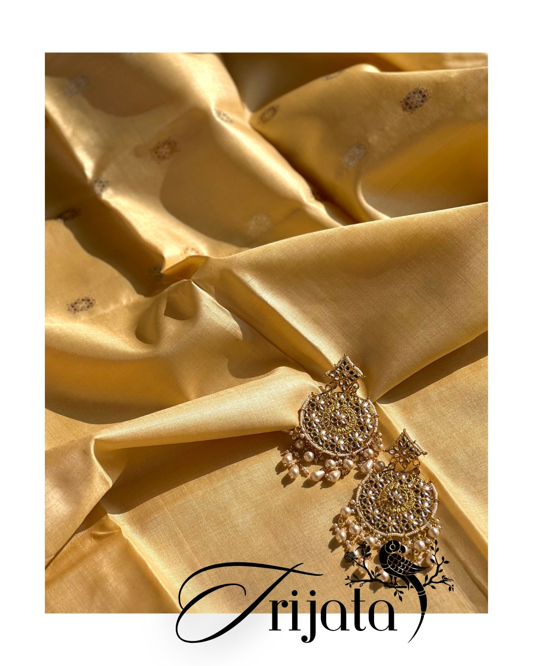 Trijata – Silk Mark Certified Pure Kosa Silk Handwoven Gold Zari Pallu Saree by Asvi Atelier