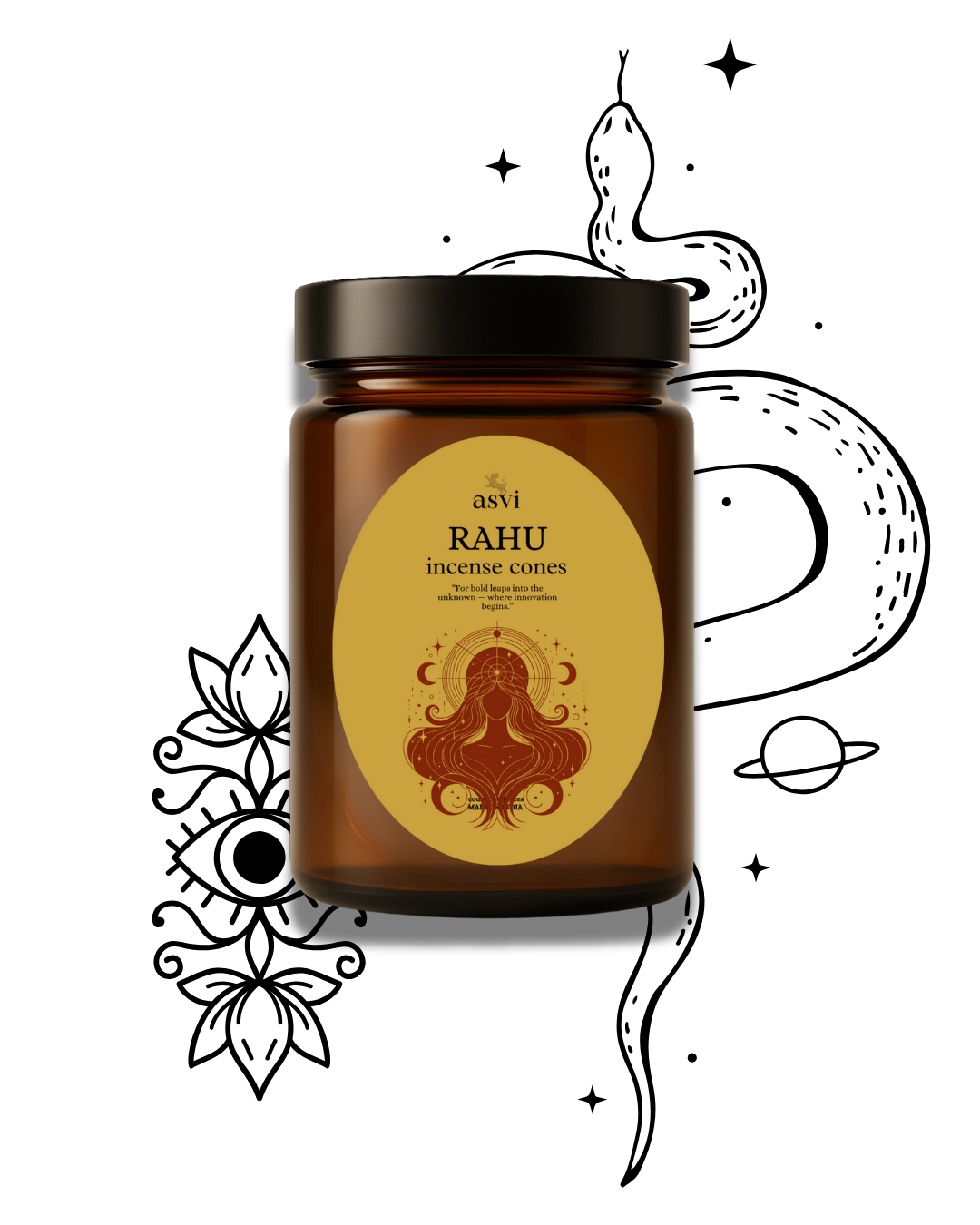 Cosmic Wanderer -  Asvi Incense - 30 cones - 100% Organic Essential Oils - inspired by Rahu