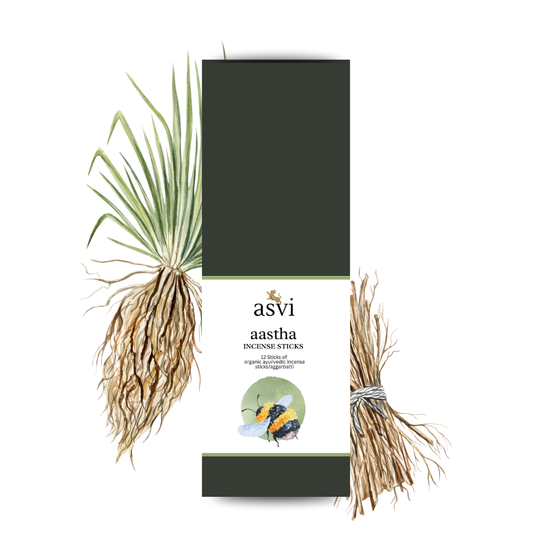 Aastha - Organic Therapeutic Incense Stick - Cool Vetiver - Asvi Incense