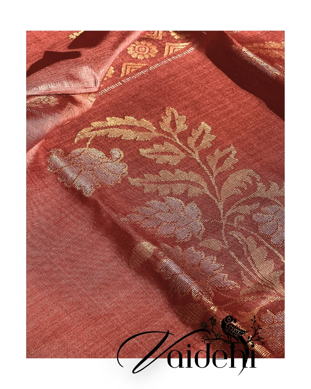 Vaidehi – Silk Mark Certified Pure Kosa Silk with Gold & Silver Zari | Handwoven Persian Motif Saree by Asvi Atelier