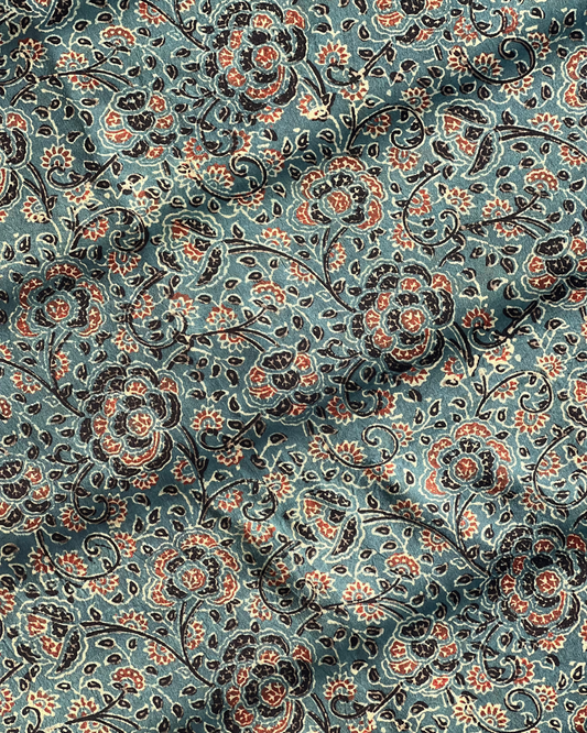 Farida Naturally Dyed Ajrakh Fabric - House of Amayra - Price Per Metre