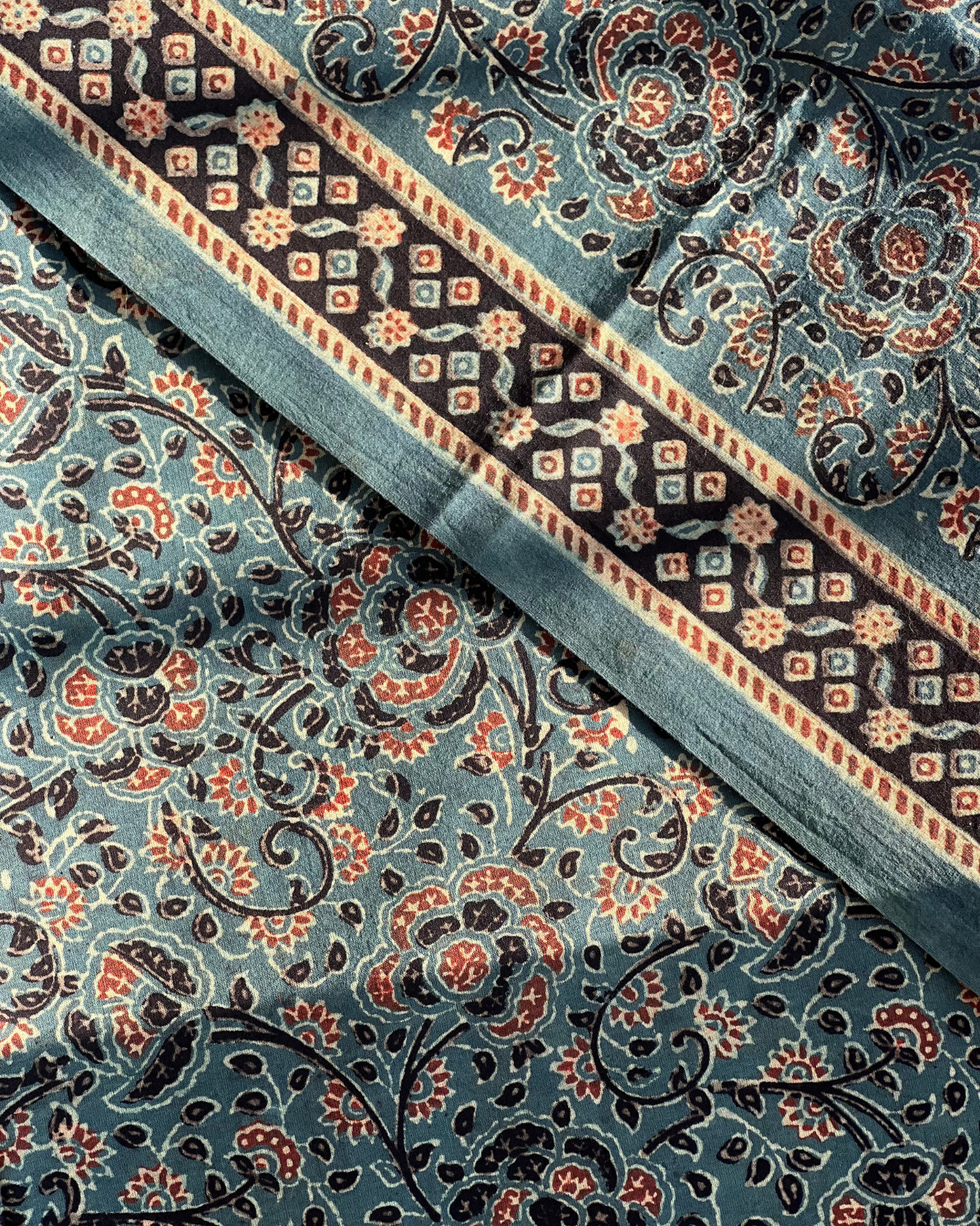 Farida Naturally Dyed Ajrakh Fabric - House of Amayra - Price Per Metre