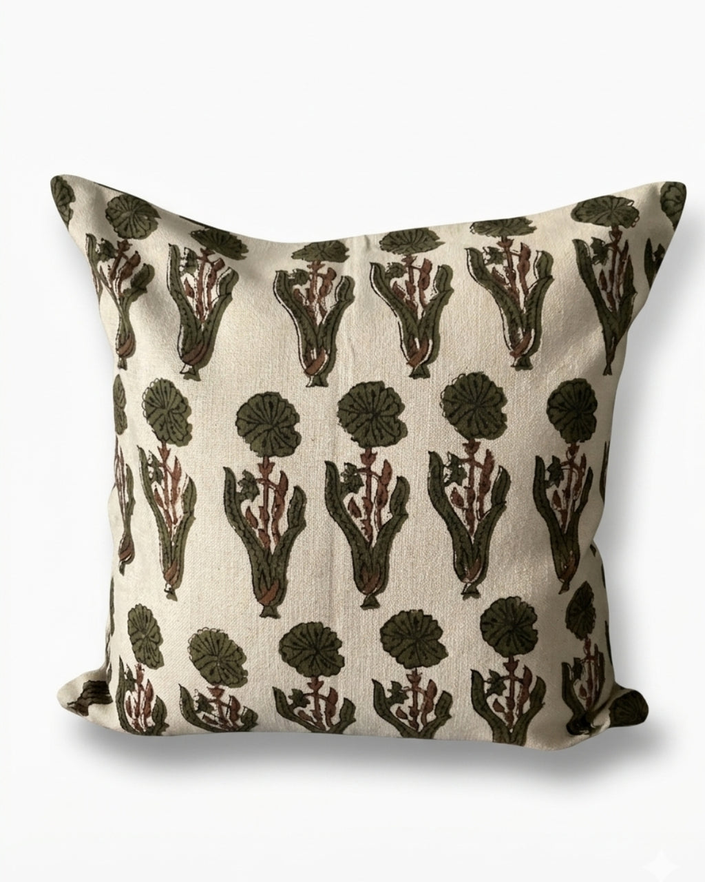 Marigold Jahota Hand Block Cushion Cover - 18X18 inch - House of Amayra