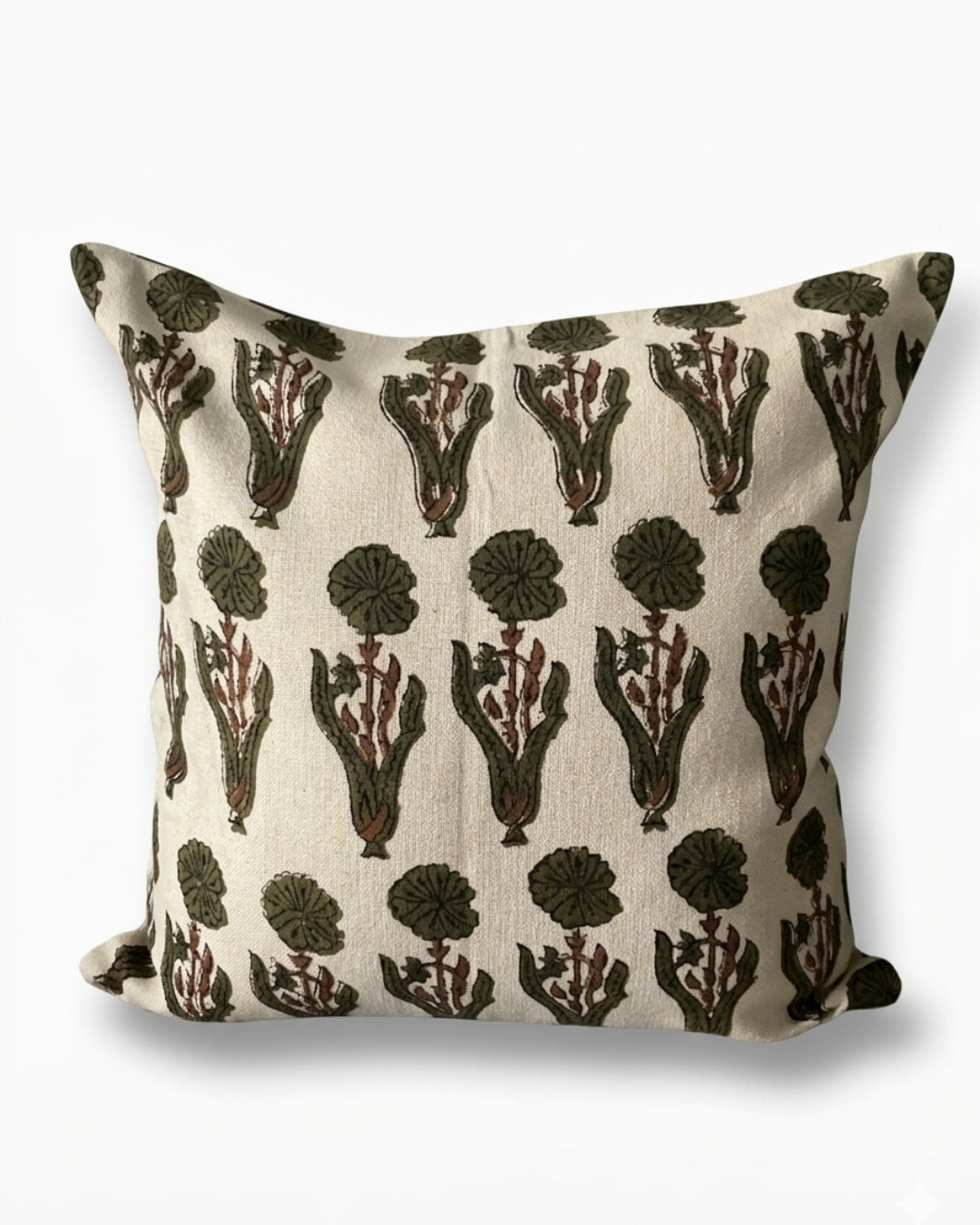 Marigold Jahota Hand Block Cushion Cover - 18X18 inch - House of Amayra