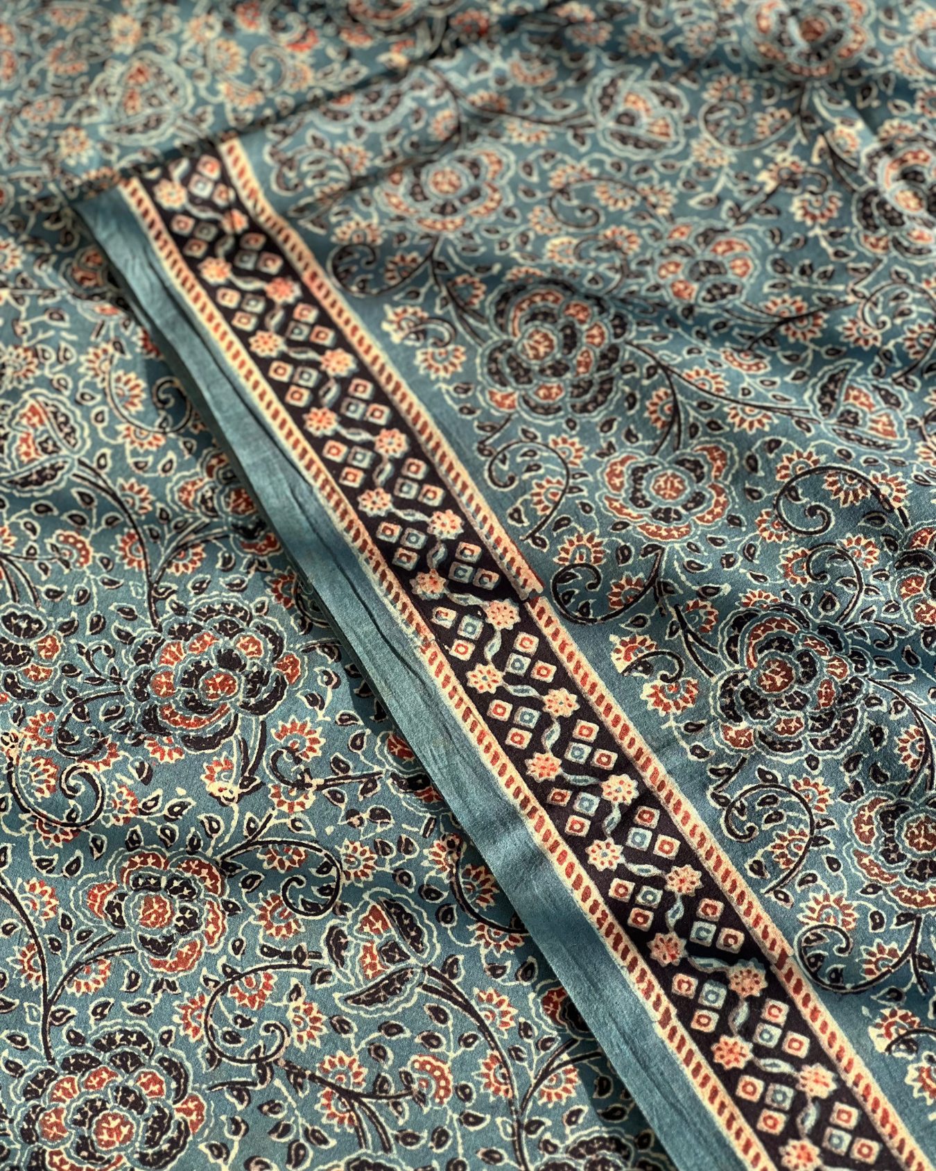 Farida Naturally Dyed Ajrakh Fabric - House of Amayra - Price Per Metre