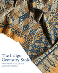 The Indigo Geometry Ajrakh Cotton Stole - House of Amayra