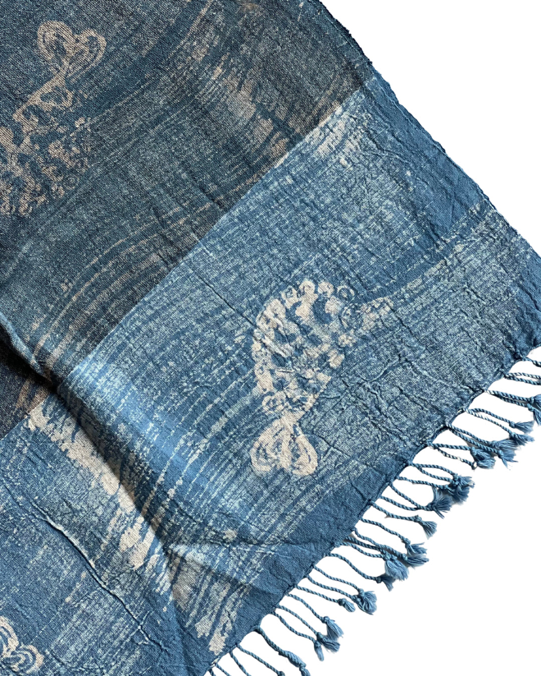 Indigo Fishy Blue Naturally Dyed Batik Kala Cotton Stole - HOAN