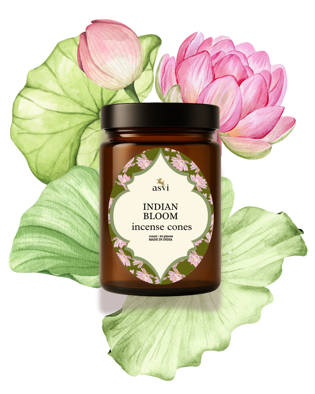 Asvi Lotus - Inspired by Vrindavan Ayurvedic Incense Cones - Set of 30 cones