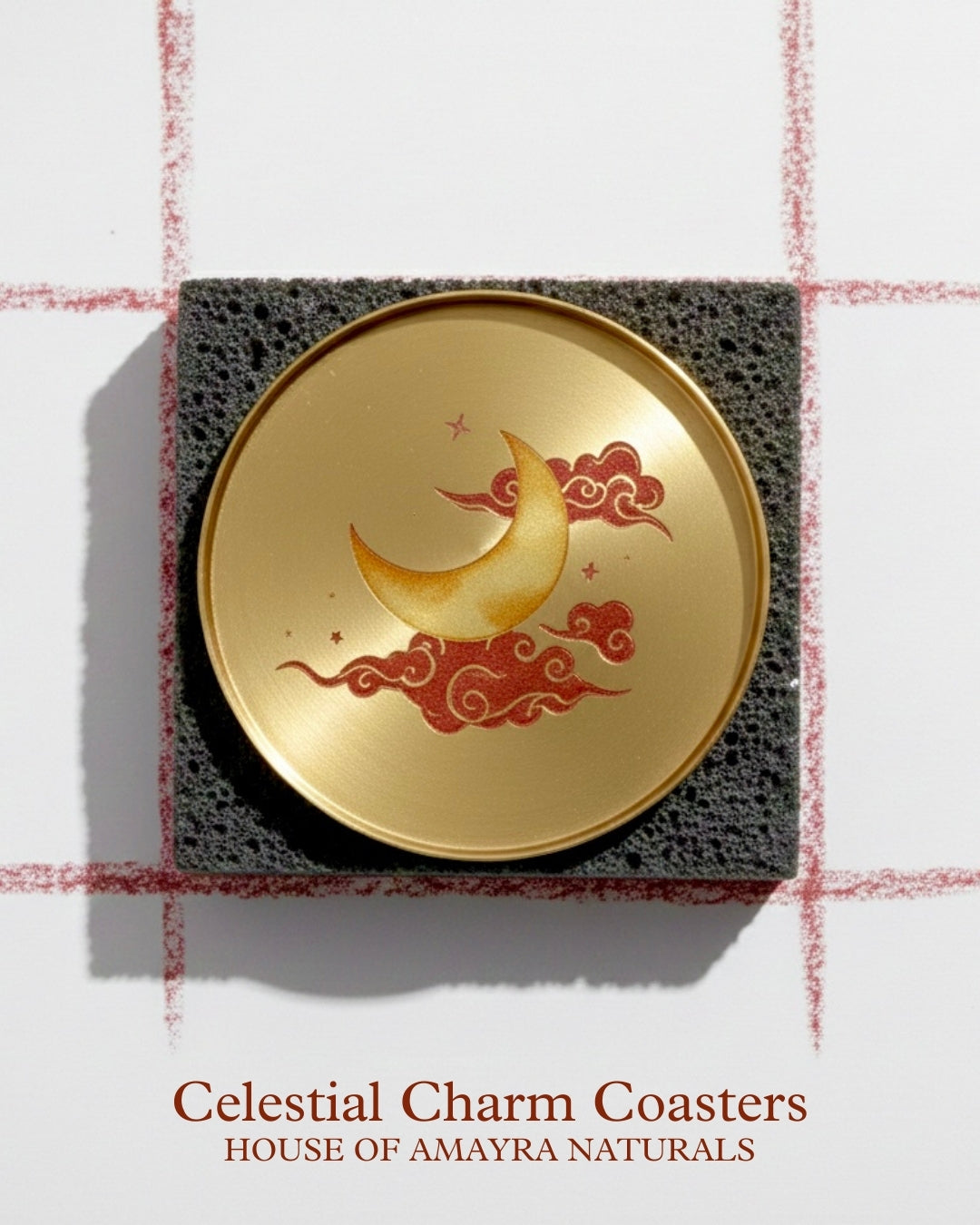 Chandra (The Moon) -  Brass Coaster - House of Amayra