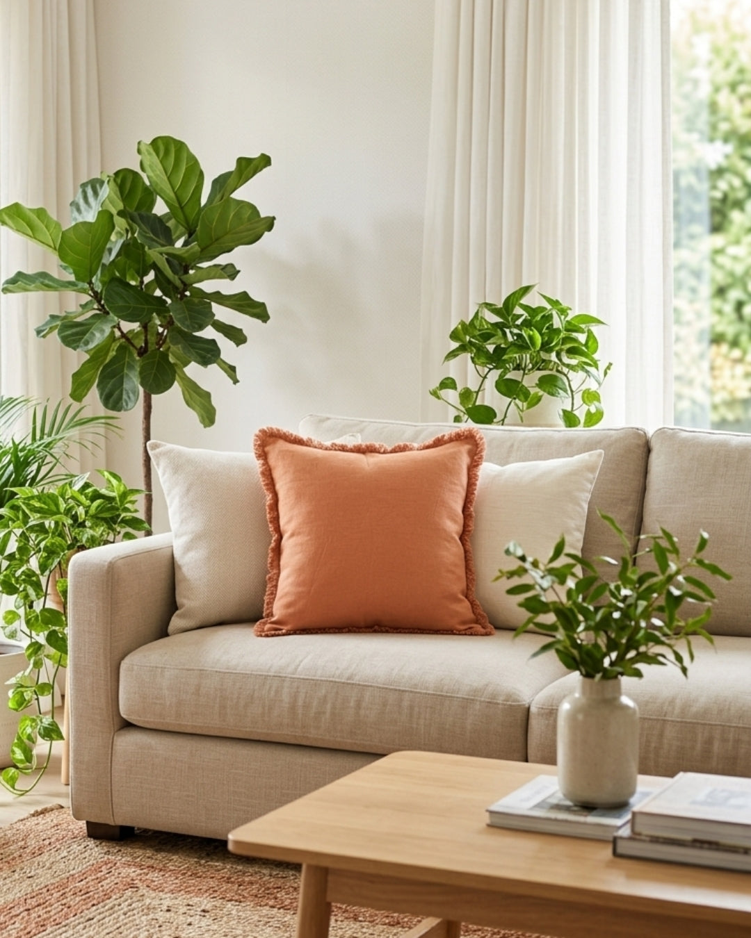 Plain Coral Cushion Cover - 18X18 inch - House of Amayra