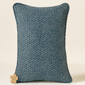 Indigo Blue Honeycomb 100% Linen Cushion Cover -12X18 inch