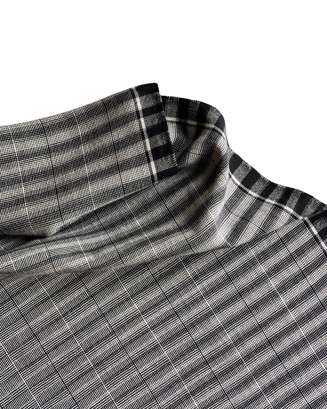 Geometric Monochrome Kala Cotton Bhujodi Stole - HOAN