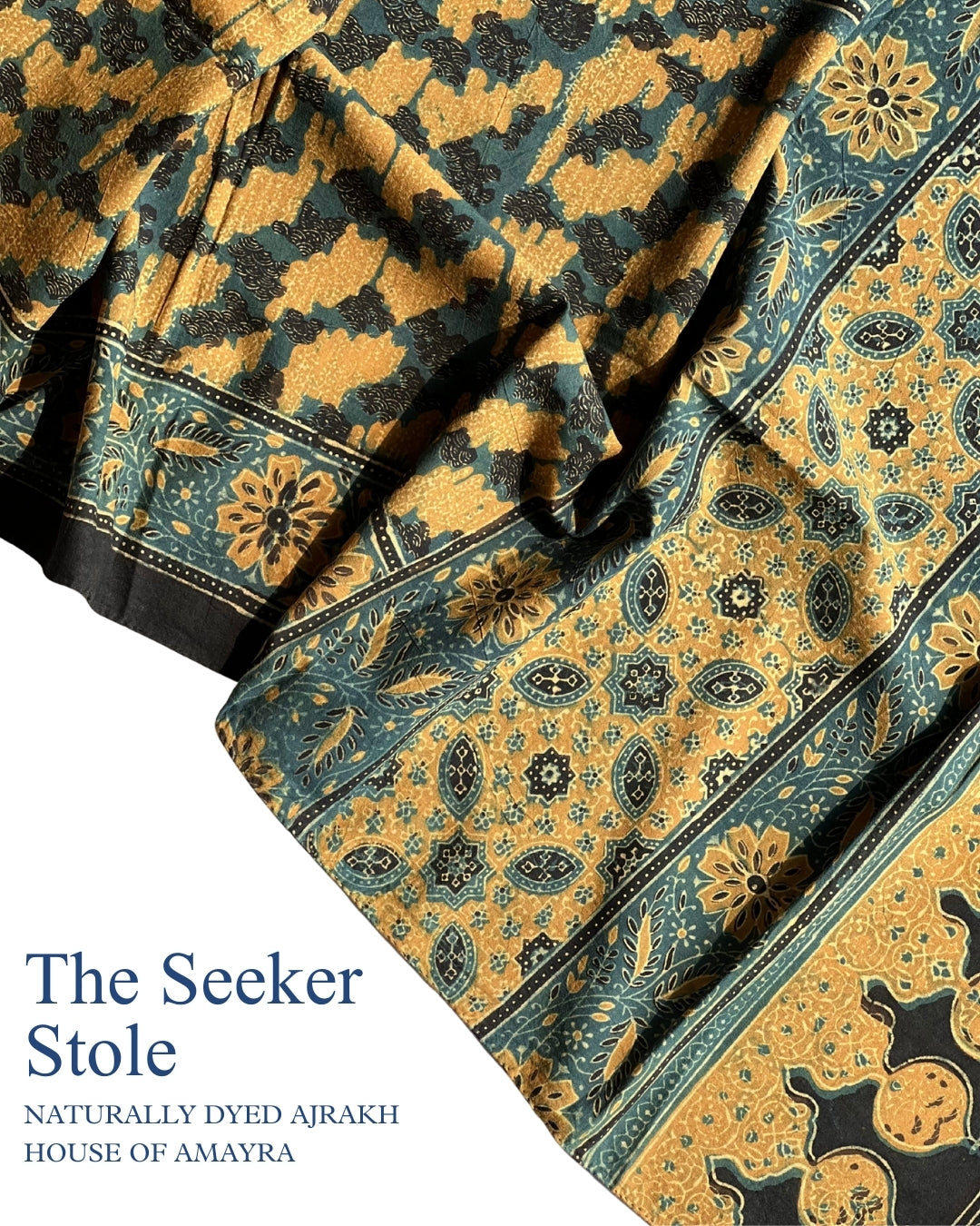 The Seeker Ajrakh Cotton Stole - House of Amayra