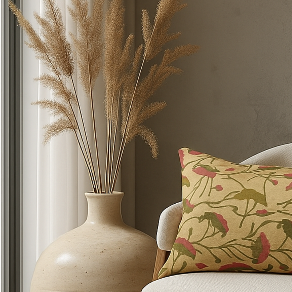 Citra Cotton Handblock Pichwai Cushion Cover - 12 X 18 inch - Bloc a Main India