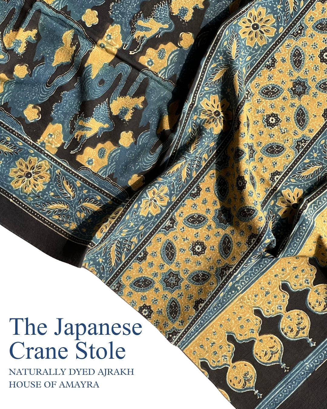 The Japanese Crane Cotton Stole - House of Amayra