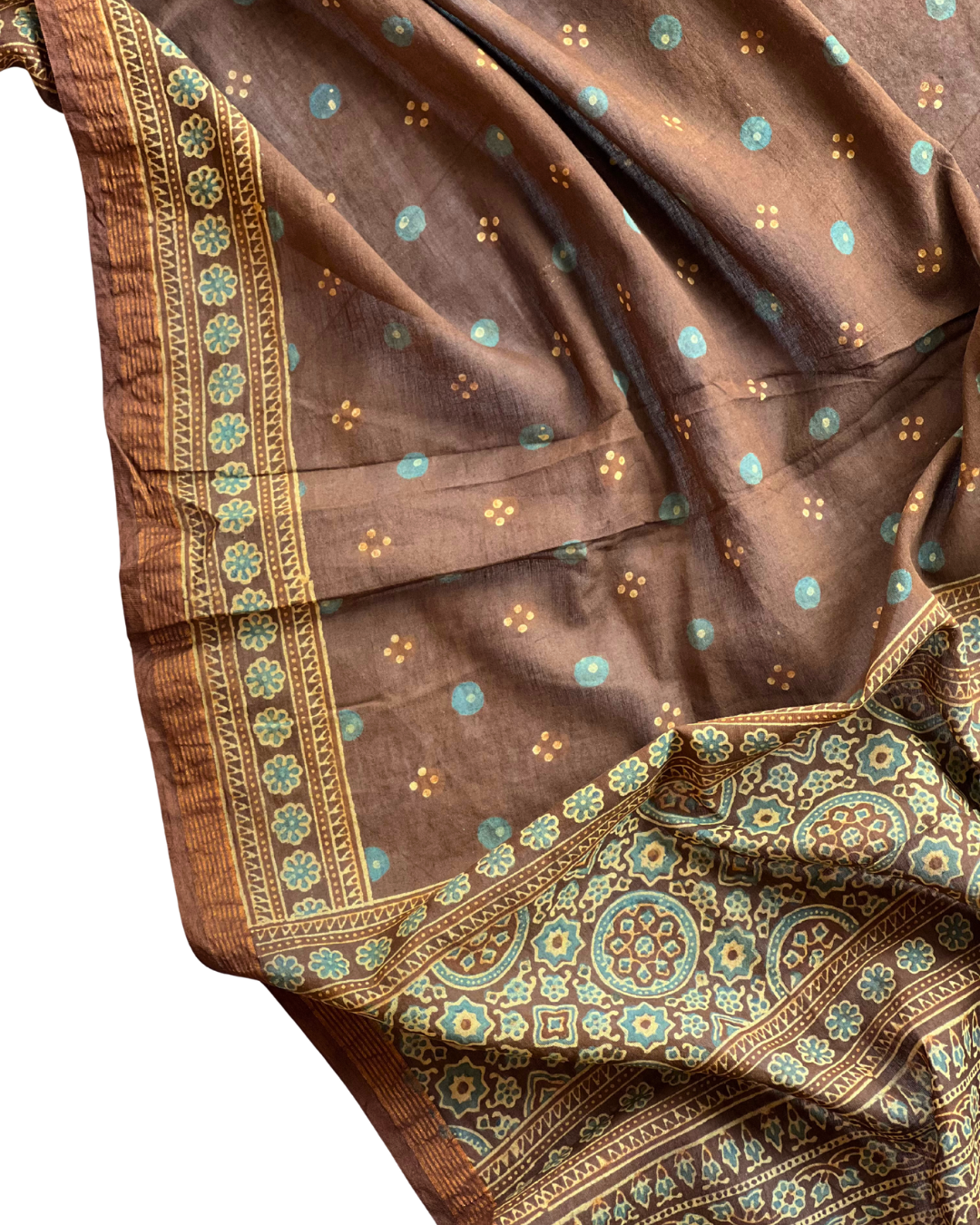Boond Naturally Dyed Ajrakh Mangalgiri Cotton Dupatta - HOAN