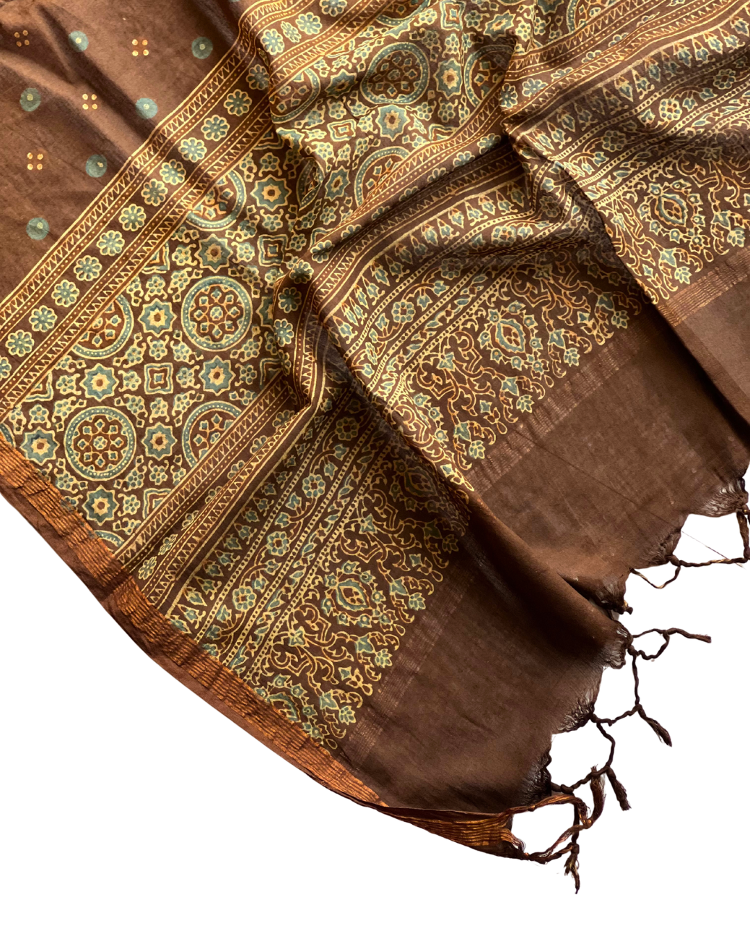 Boond Naturally Dyed Ajrakh Mangalgiri Cotton Dupatta - HOAN