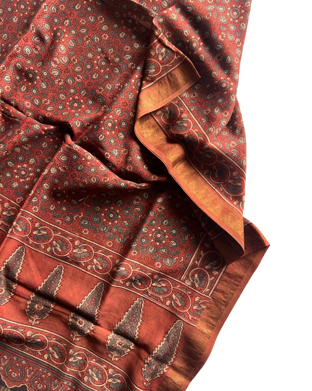 Alizeh Naturally Dyed Ajrakh Chanderi Dupatta - HOAN