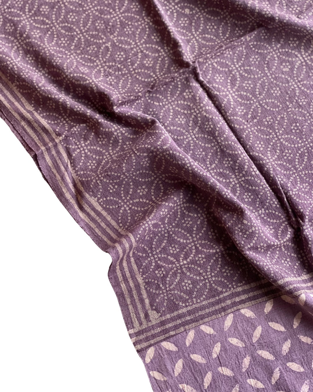 Enola Lavender Naturally Dyed Batik Kala Cotton Stole - HOAN