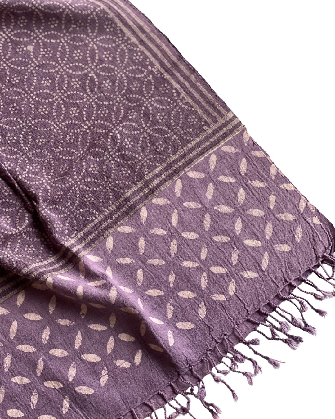 Enola Lavender Naturally Dyed Batik Kala Cotton Stole - HOAN