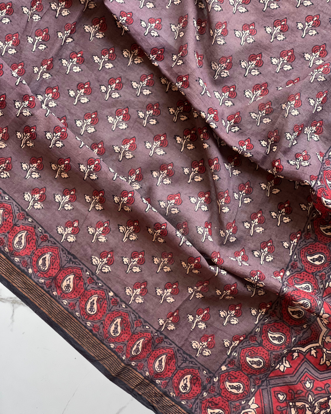 Rakth Naturally Dyed Ajrakh Mangalgiri Cotton Dupatta - HOAN
