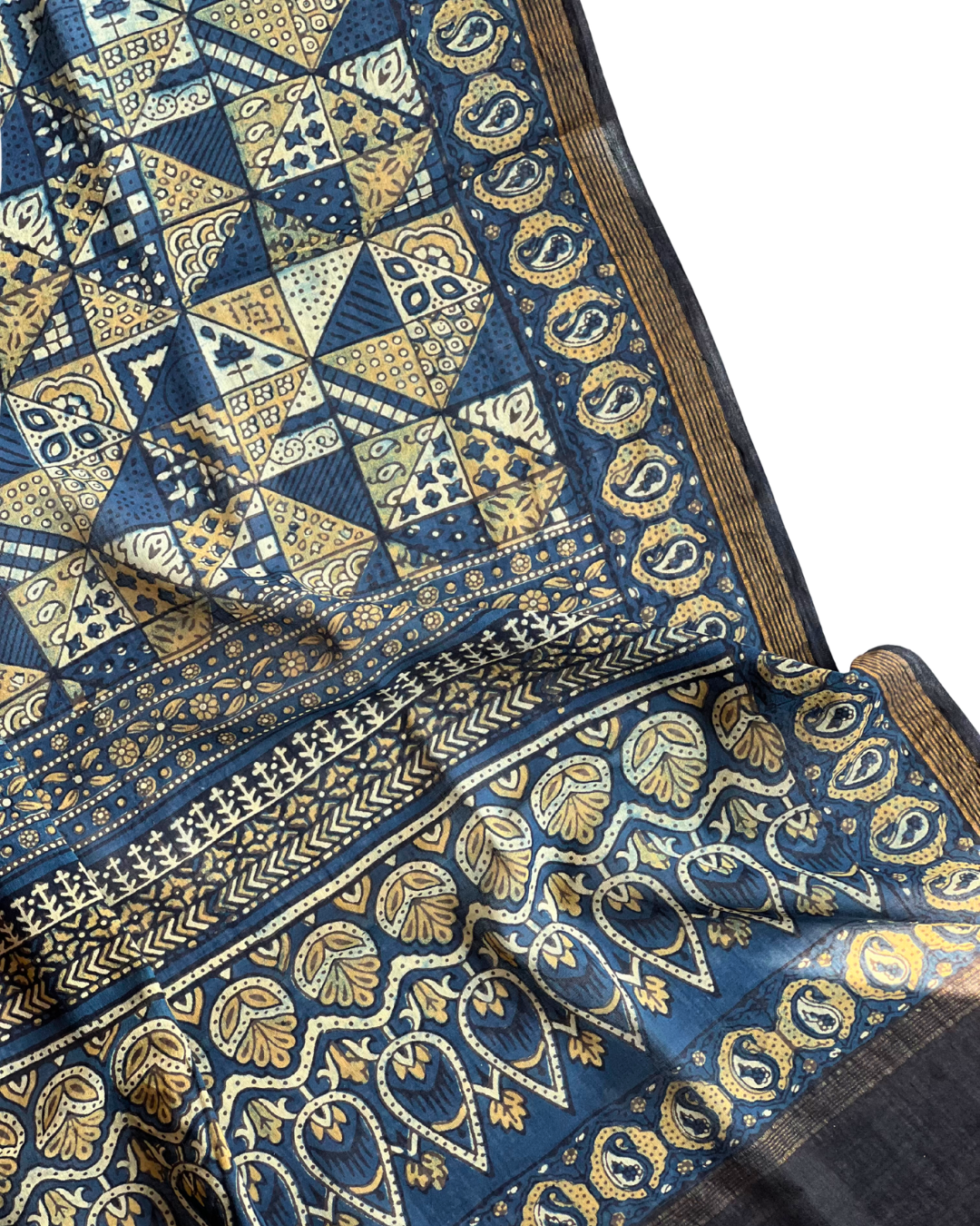 Suryaa Naturally Dyed Ajrakh Mangalgiri Cotton Dupatta - HOAN