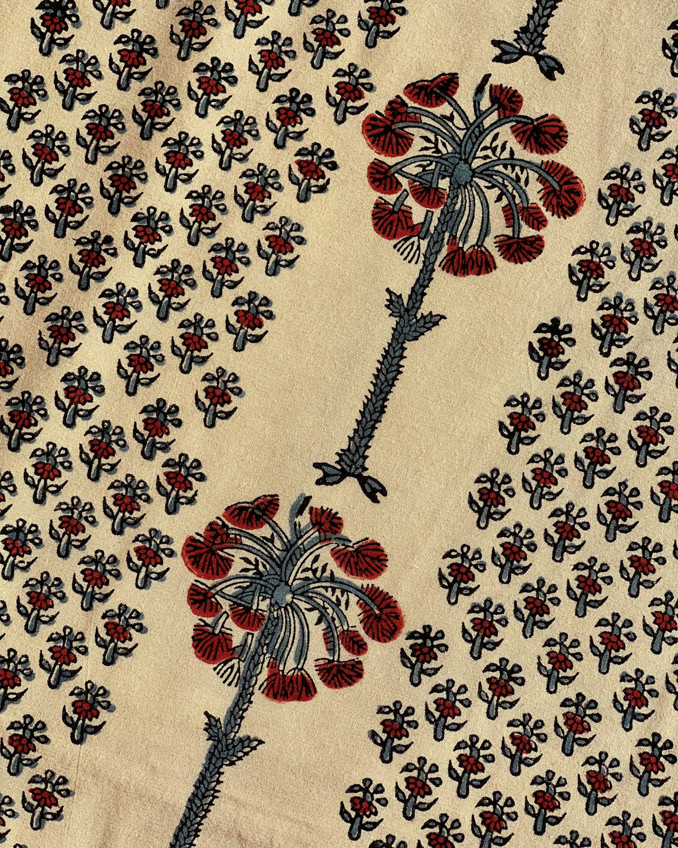 The Date Tree Naturally Dyed Ajrakh Fabric - House of Amayra - Price is per metre