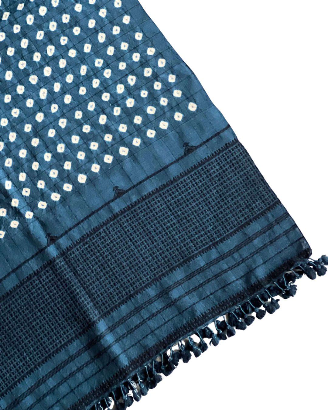 Matsya Kala Cotton & Wool Bandhani & Bhujodi Weave Stole - HOAN