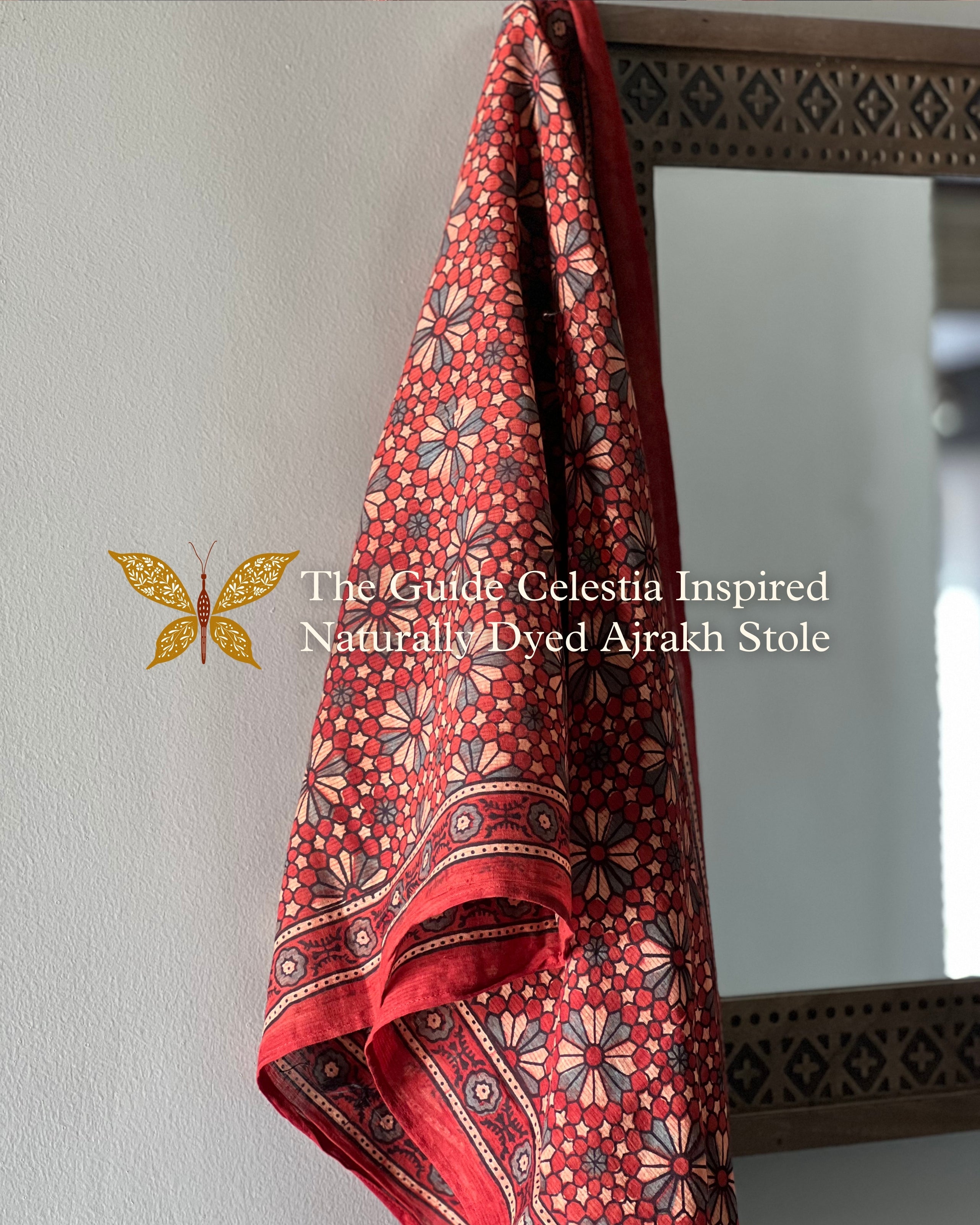 The Guide Celestia  - Naturally Dyed Ajrakh Cotton Stole - House of Amayra
