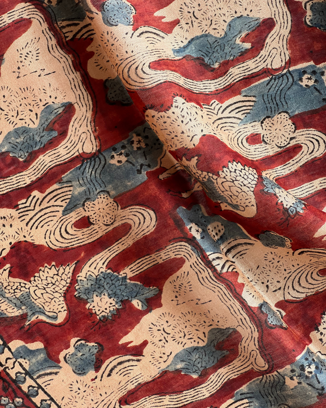 Chidiya Naturally Dyed Ajrakh Chanderi Dupatta - HOAN