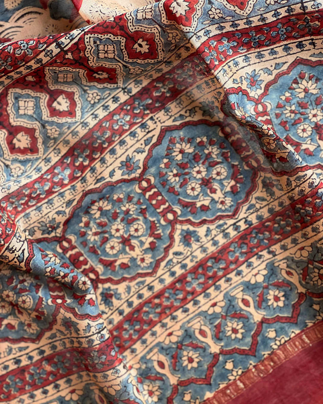 Chidiya Naturally Dyed Ajrakh Chanderi Dupatta - HOAN
