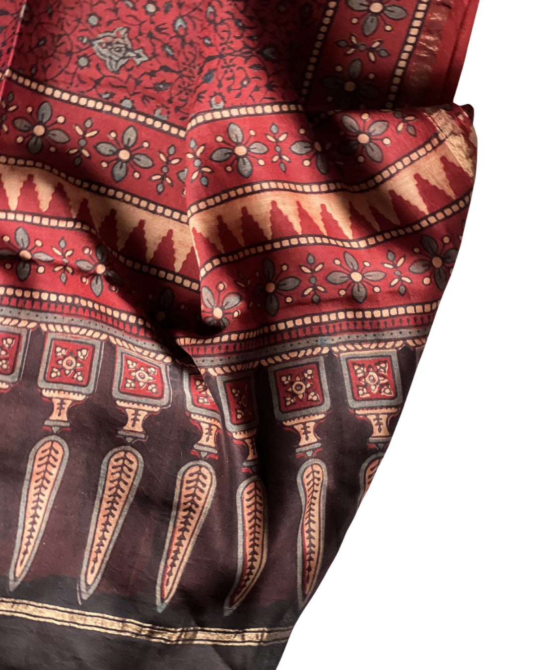 Bagh Naturally Dyed Ajrakh Chanderi Dupatta - HOAN