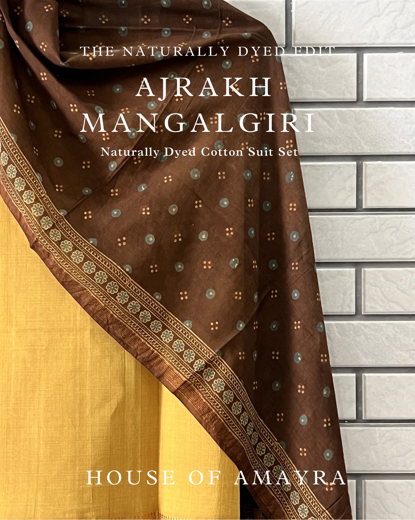 Pihu Naturally Dyed Ajrakh Mangalgiri Cotton Set - HOAN