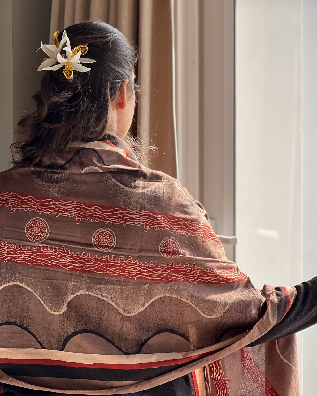 The Apex Mars  - Naturally Dyed Ajrakh Cotton Stole - House of Amayra