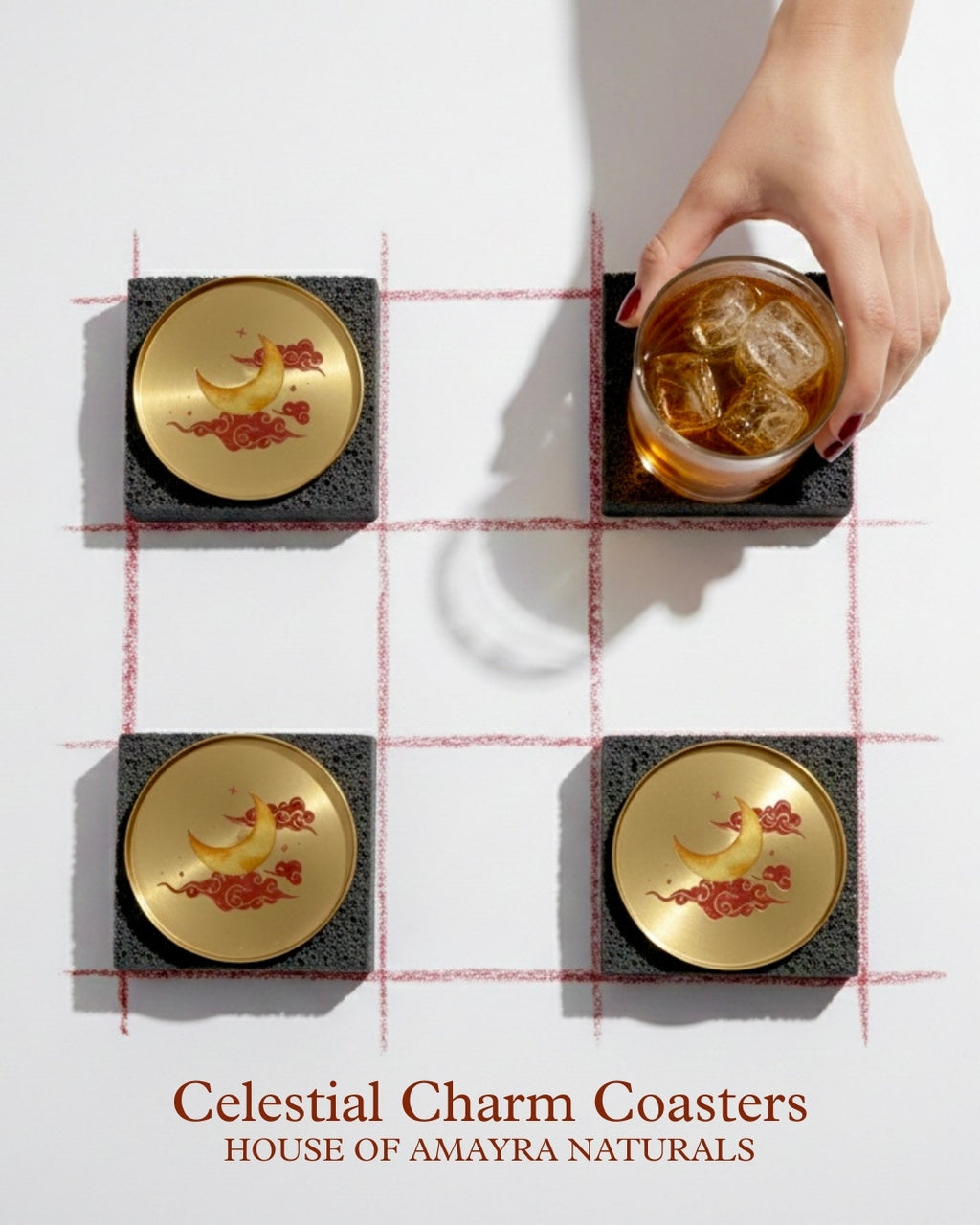 Chandra (The Moon) -  Brass Coaster - House of Amayra