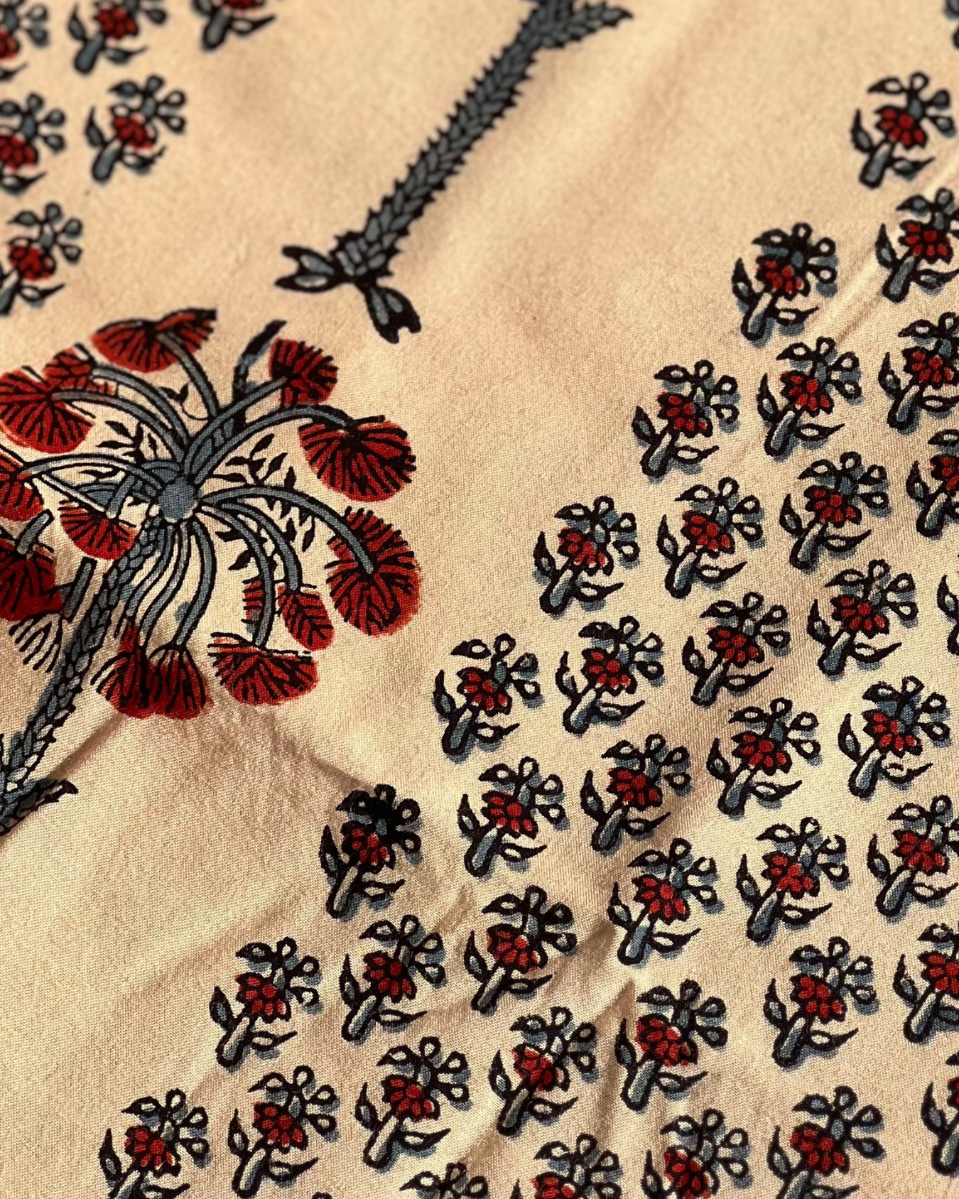 The Date Tree Naturally Dyed Ajrakh Fabric - House of Amayra - Price is per metre