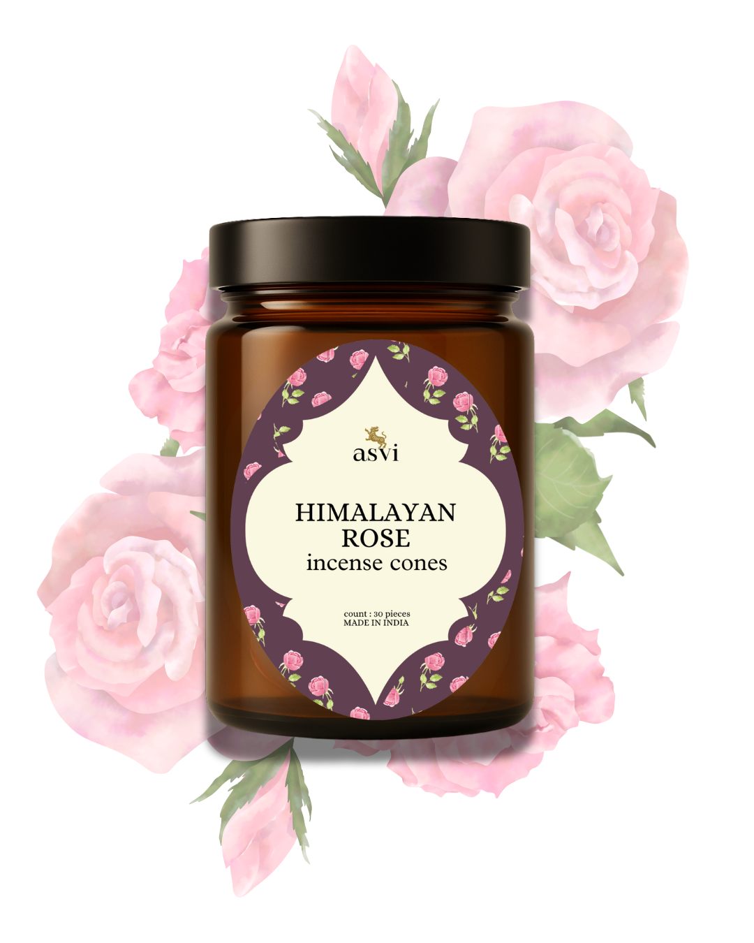 Himalayan Rose -  Asvi Incense - 30 cones - 100% Organic Essential Oils