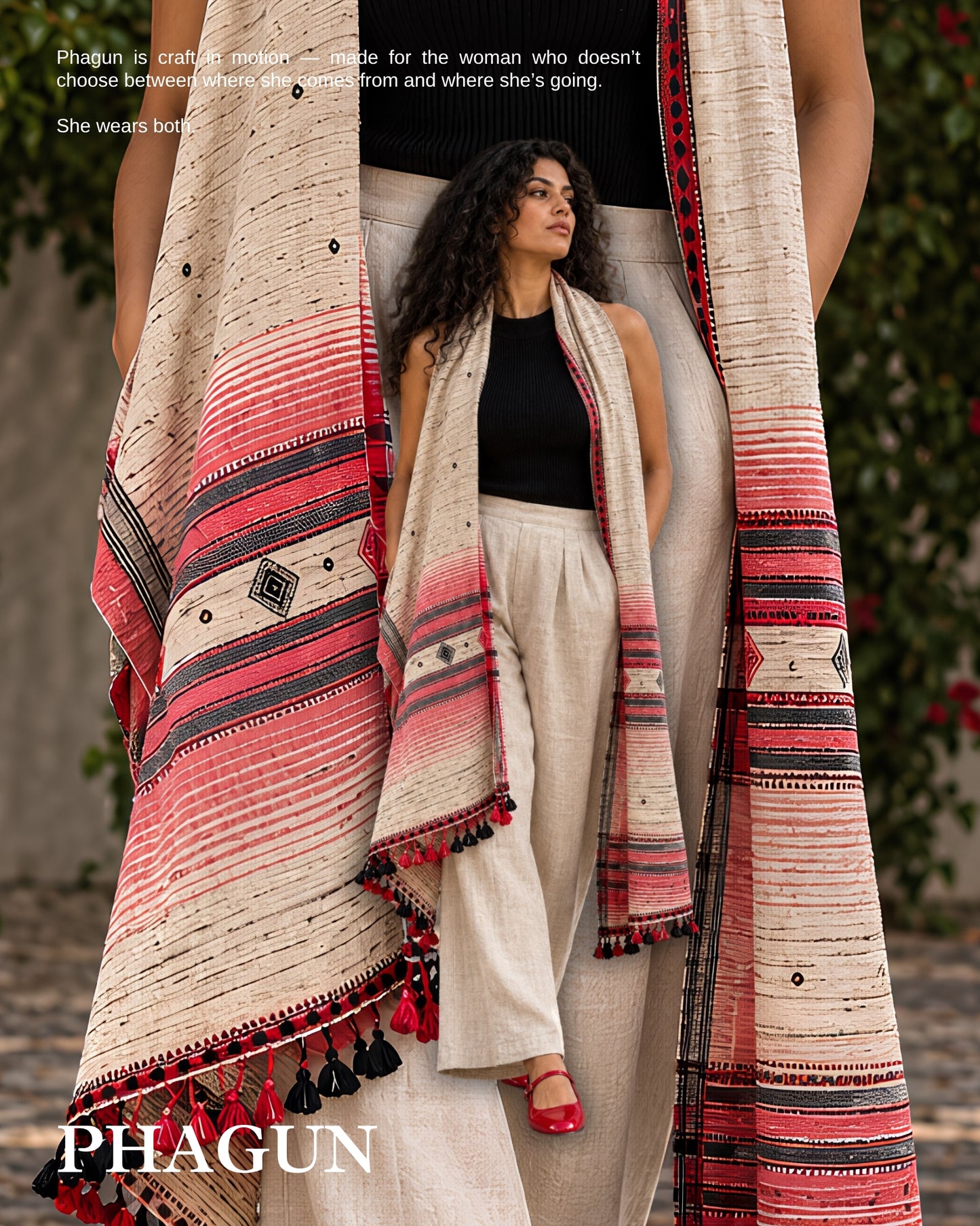 PHAGUN Kala Cotton–Tussar Silk Stole | Bhujodi Weave

- House of Amayra Naturals