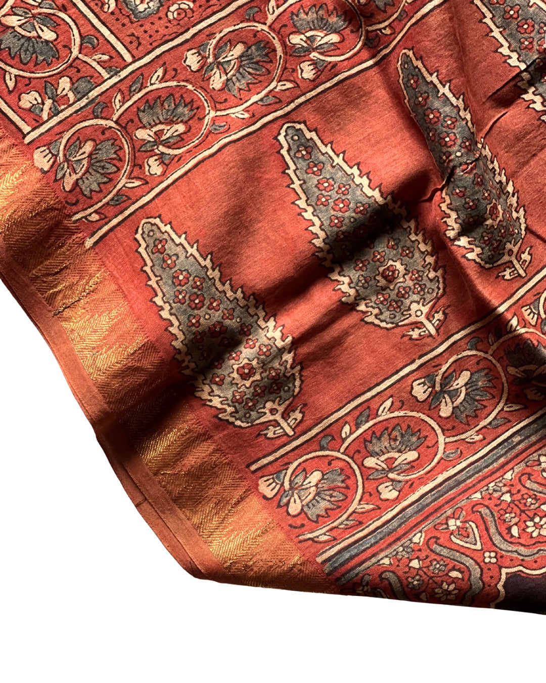 Alizeh Naturally Dyed Ajrakh Chanderi Dupatta - HOAN