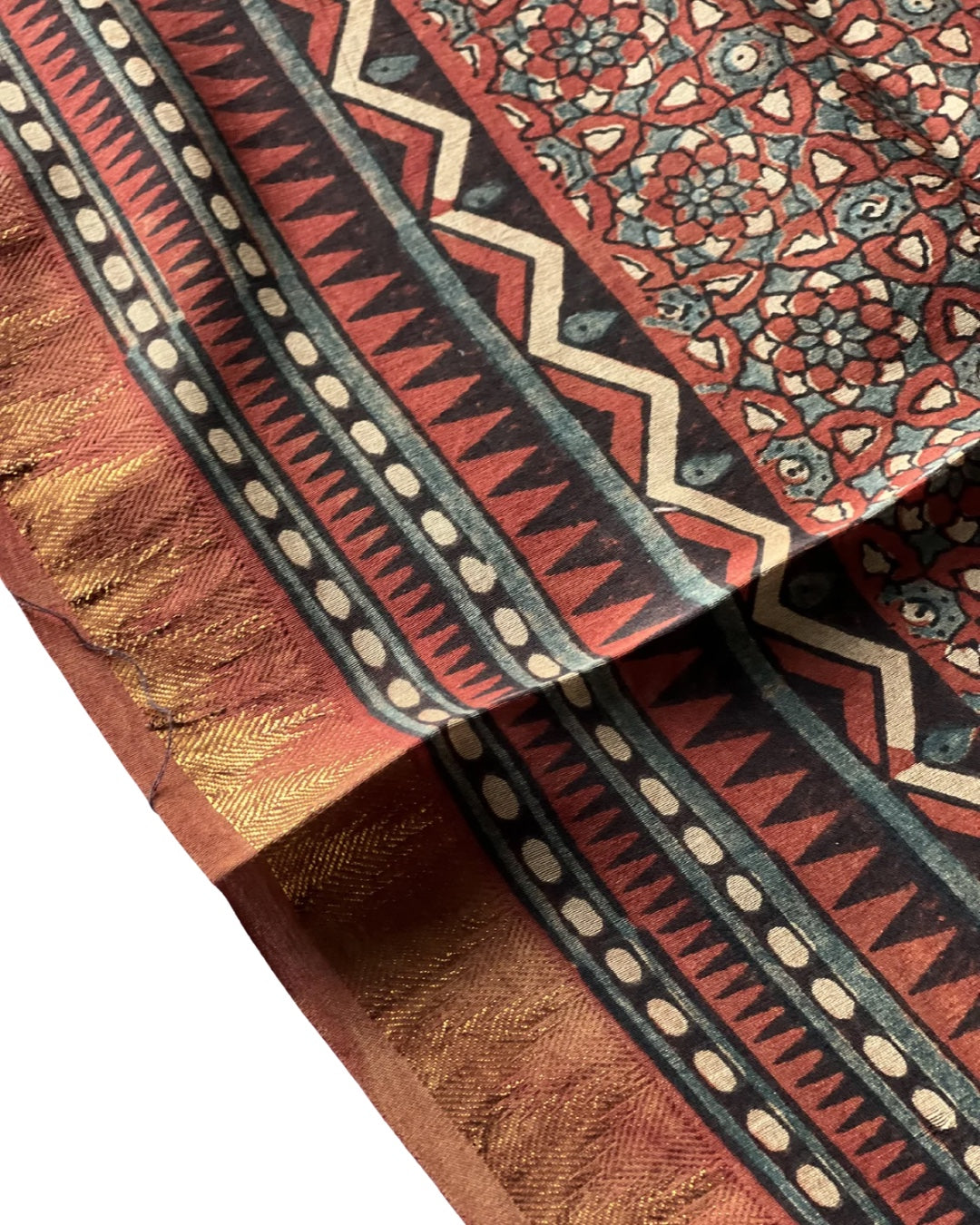 Ria Naturally Dyed Ajrakh Chanderi Dupatta - HOAN