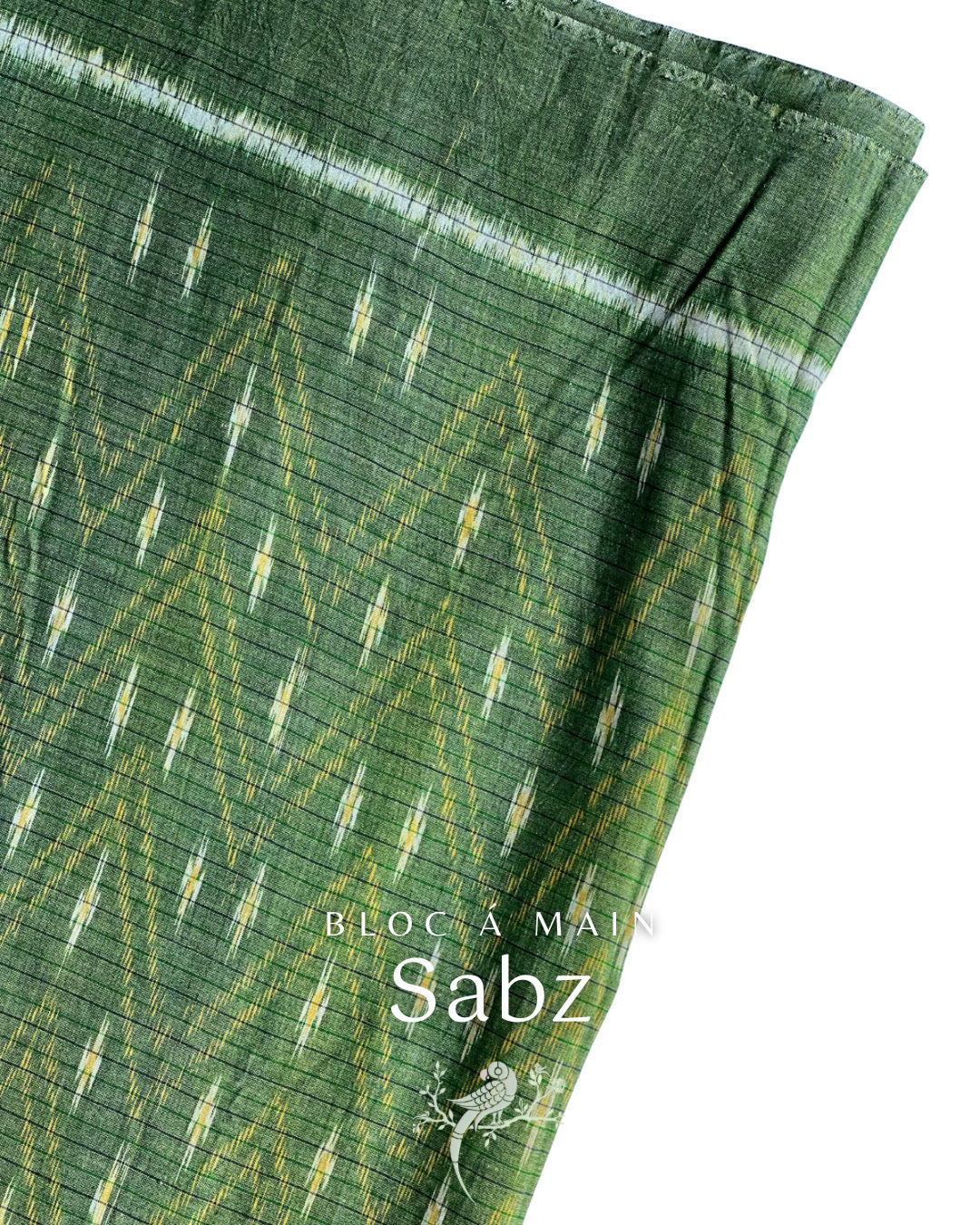 Sabz Sambalpuri Ikat Cotton Fabric - Price per meter