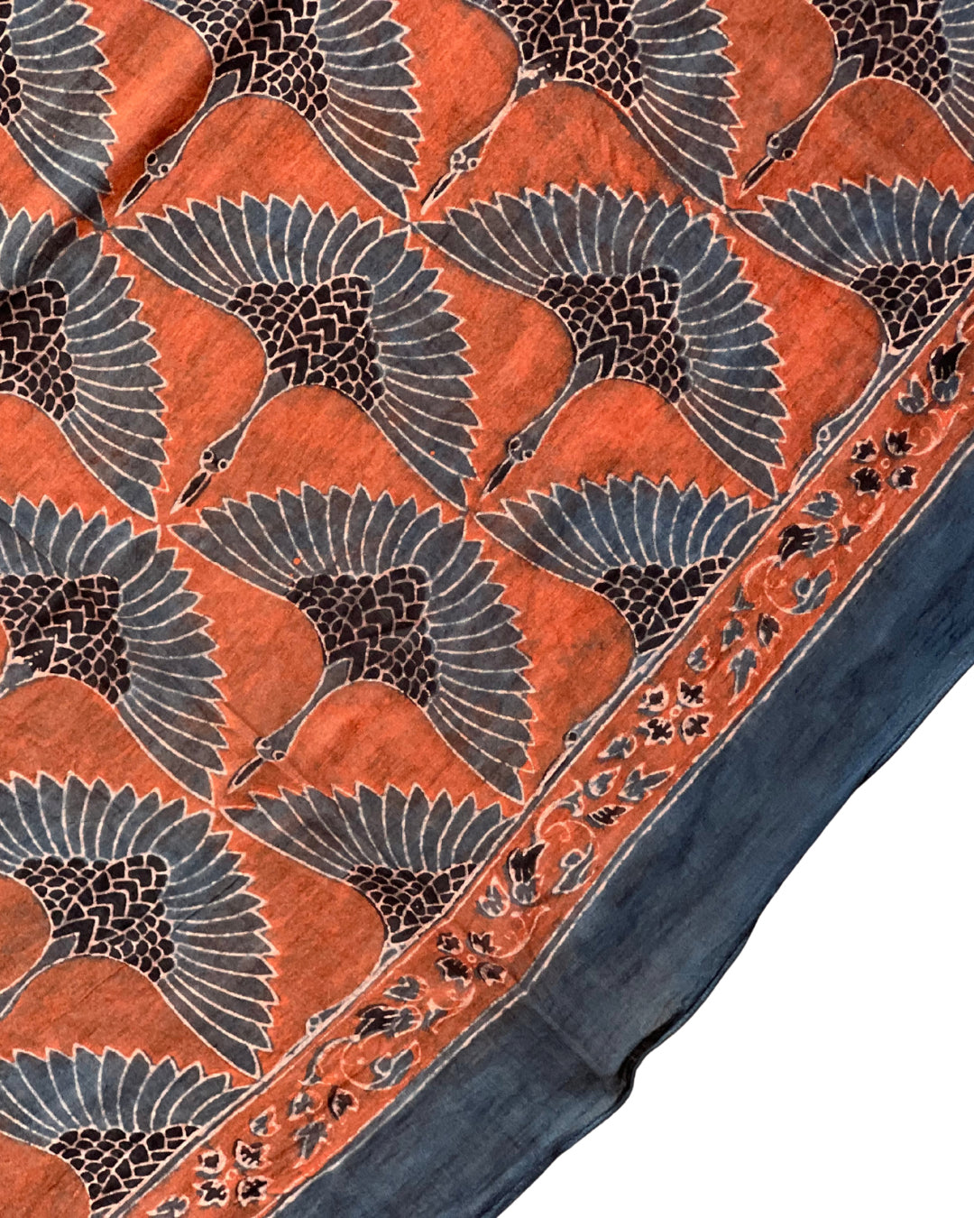 The Red Crane Naturally Dyed Ajrakh Cotton Mul Stole