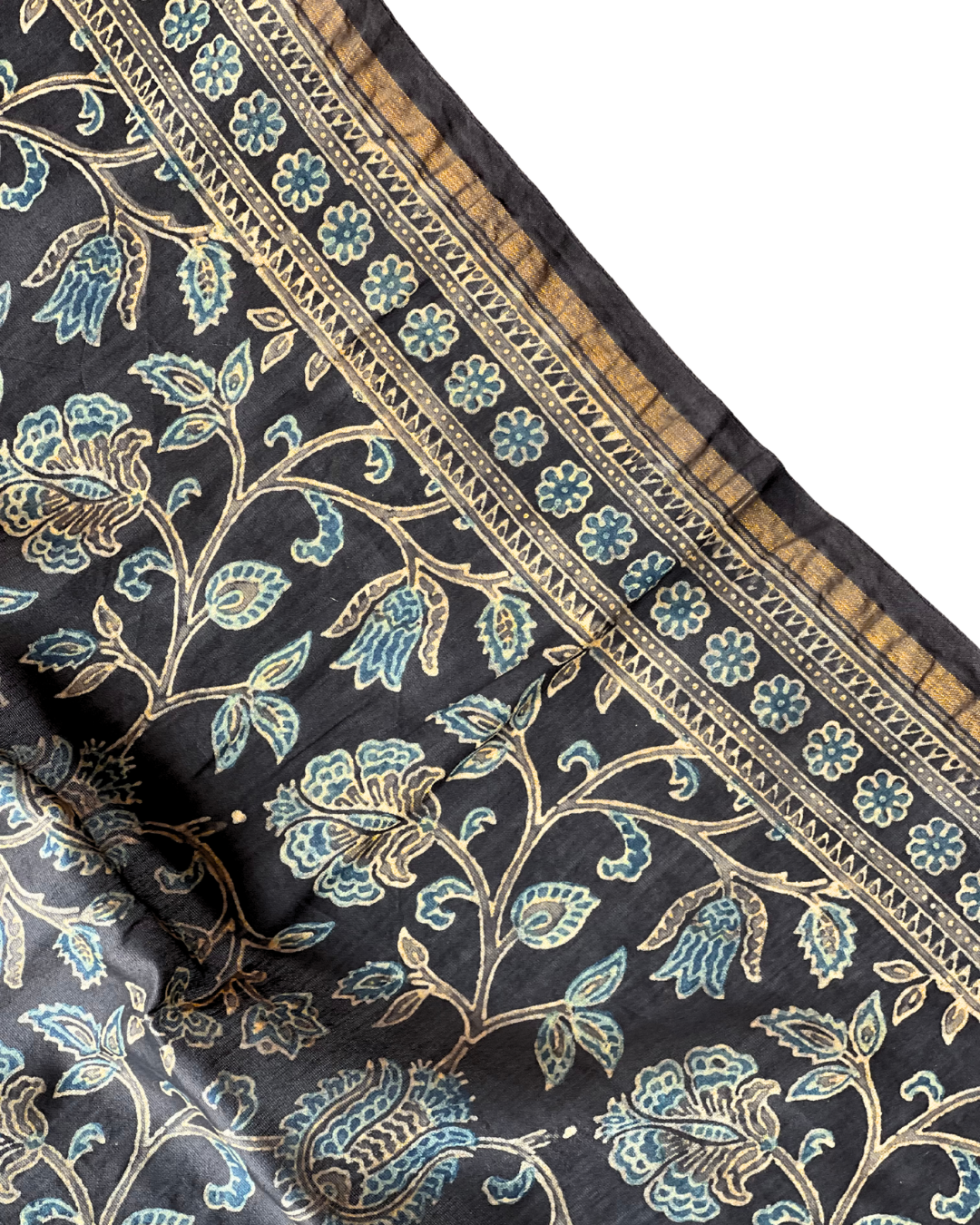 Ratri Chintz Naturally Dyed Ajrakh Chanderi Dupatta - HOAN